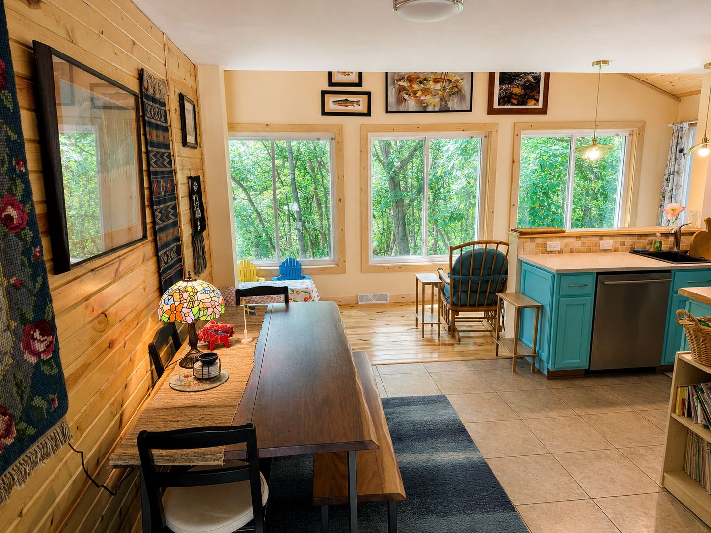 Cozy cabin interior cleaned and ready for guests
