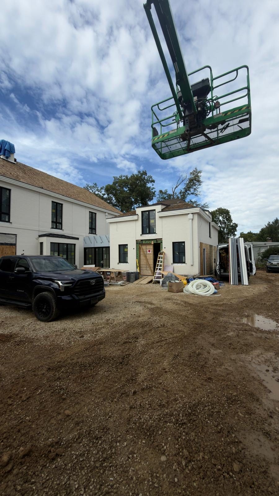 Construction jobsite during the final cleaning phase