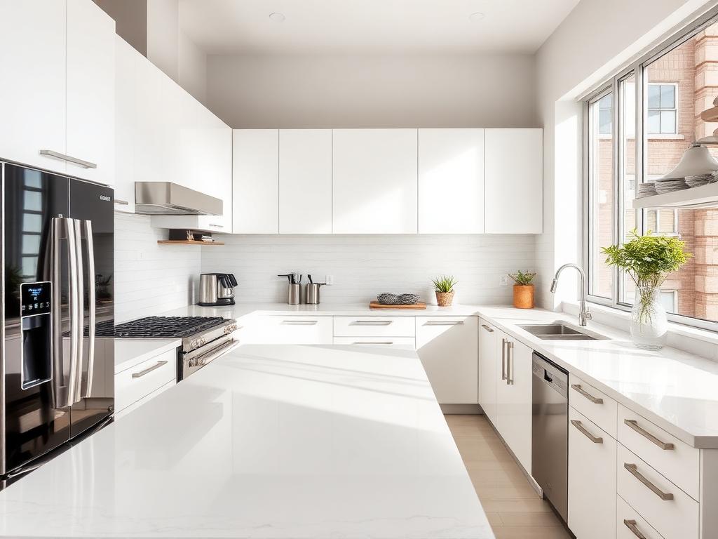 Spotless modern kitchen after cleaning